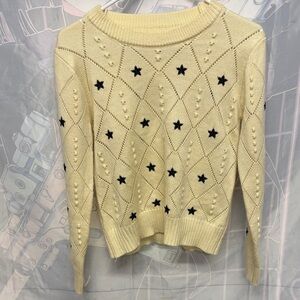Elegant Cream Star Knit Sweater